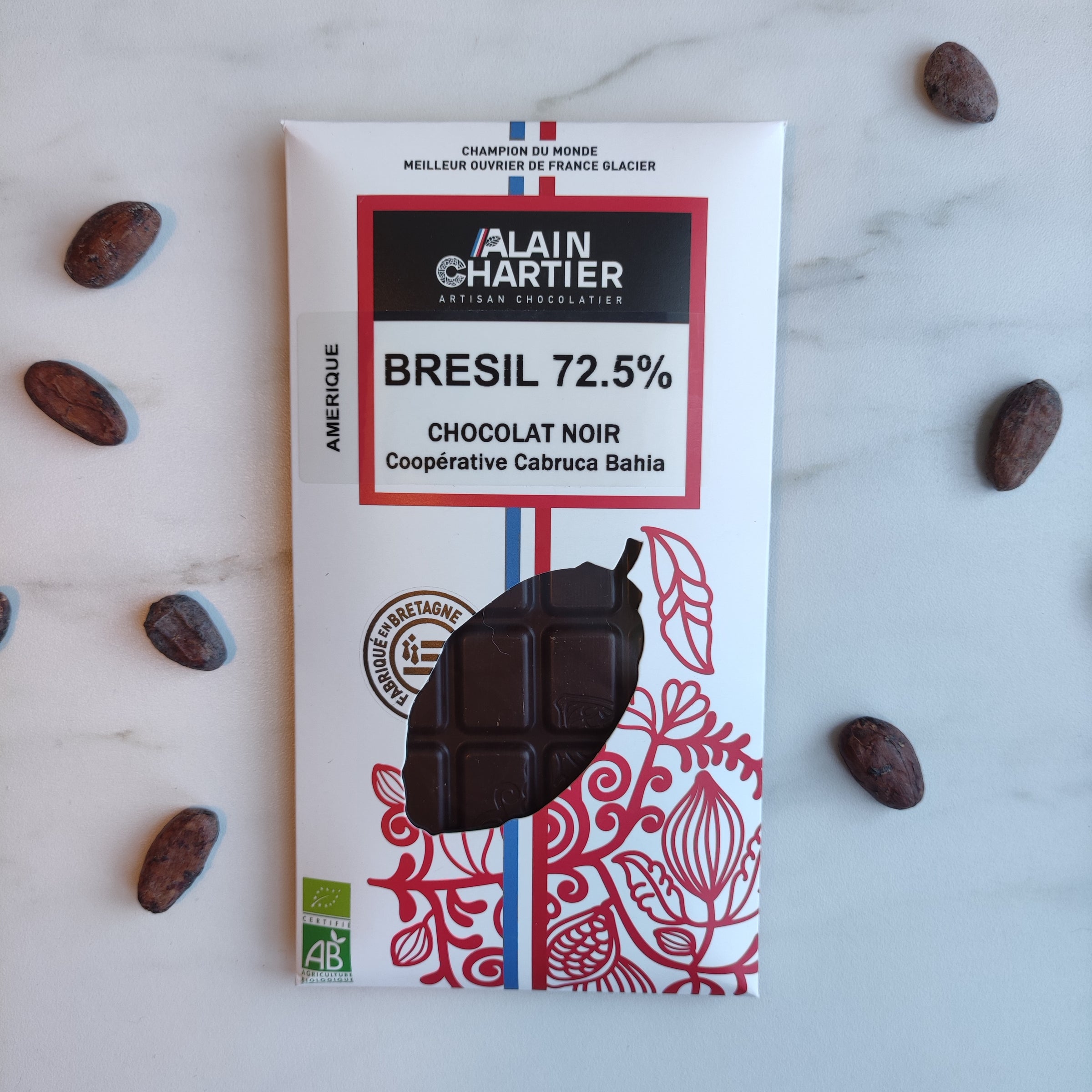 Alain Chartier Meilleur Ouvrier de France - Tablettes Origine Noir Brésil 72,5%, bean-to-bar