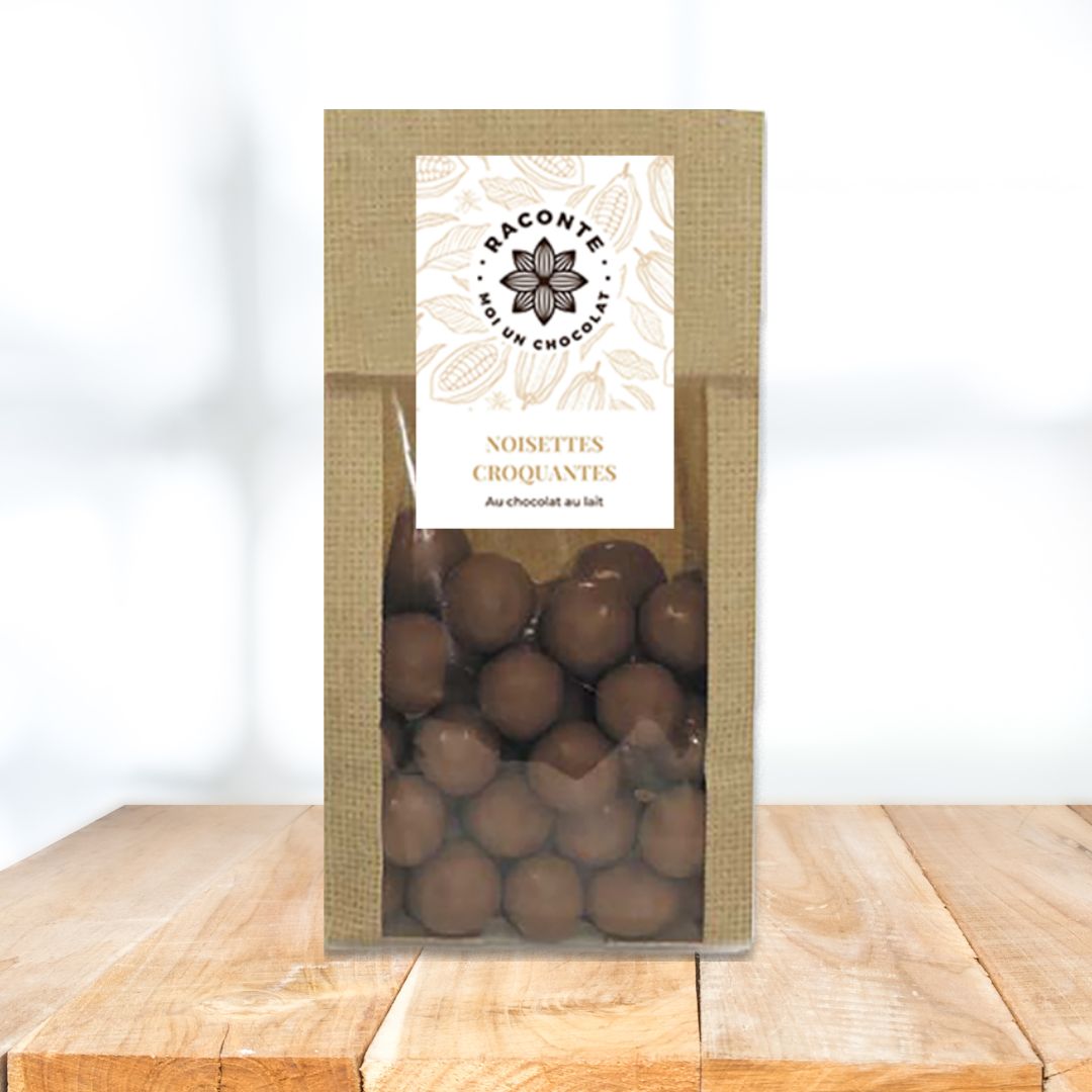 Bonbon chocolat - Noisettes croquantes enrobées de chocolat au lait