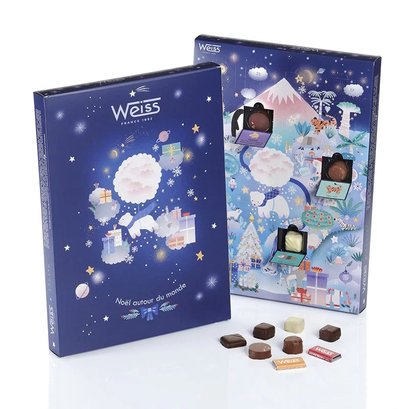 Voyage féerique, poétique, émotionnel. Magie de Noël, illustrations, anecdotes. Ludique, pédagogique, partage. Chocolats pour enfants et adultes.