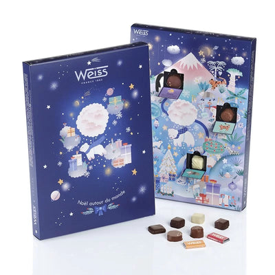 Voyage féerique, poétique, émotionnel. Magie de Noël, illustrations, anecdotes. Ludique, pédagogique, partage. Chocolats pour enfants et adultes.