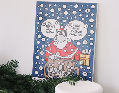 Décembre, savoureux, amusant, Calendrier de l'Avent, Chat, Philippe Geluck, humour, gourmandise, voyage, Noël, cadeau, ami, magie, chocolat, artiste, belge, sourire