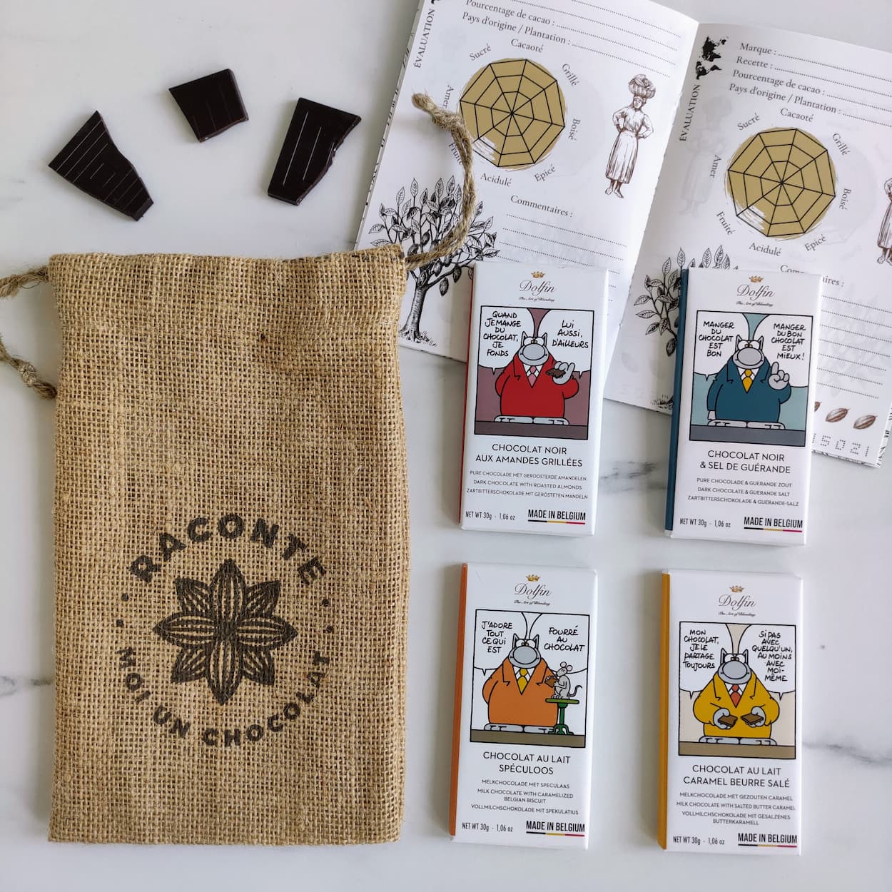 Coffret mini tablettes Dolfin x Le Chat – Chocolats belges par Raconte moi un Chocolat