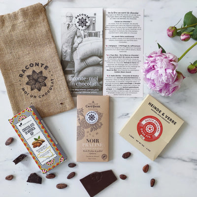 Coffret chocolat européen, coffret dégustation chocolat noir.