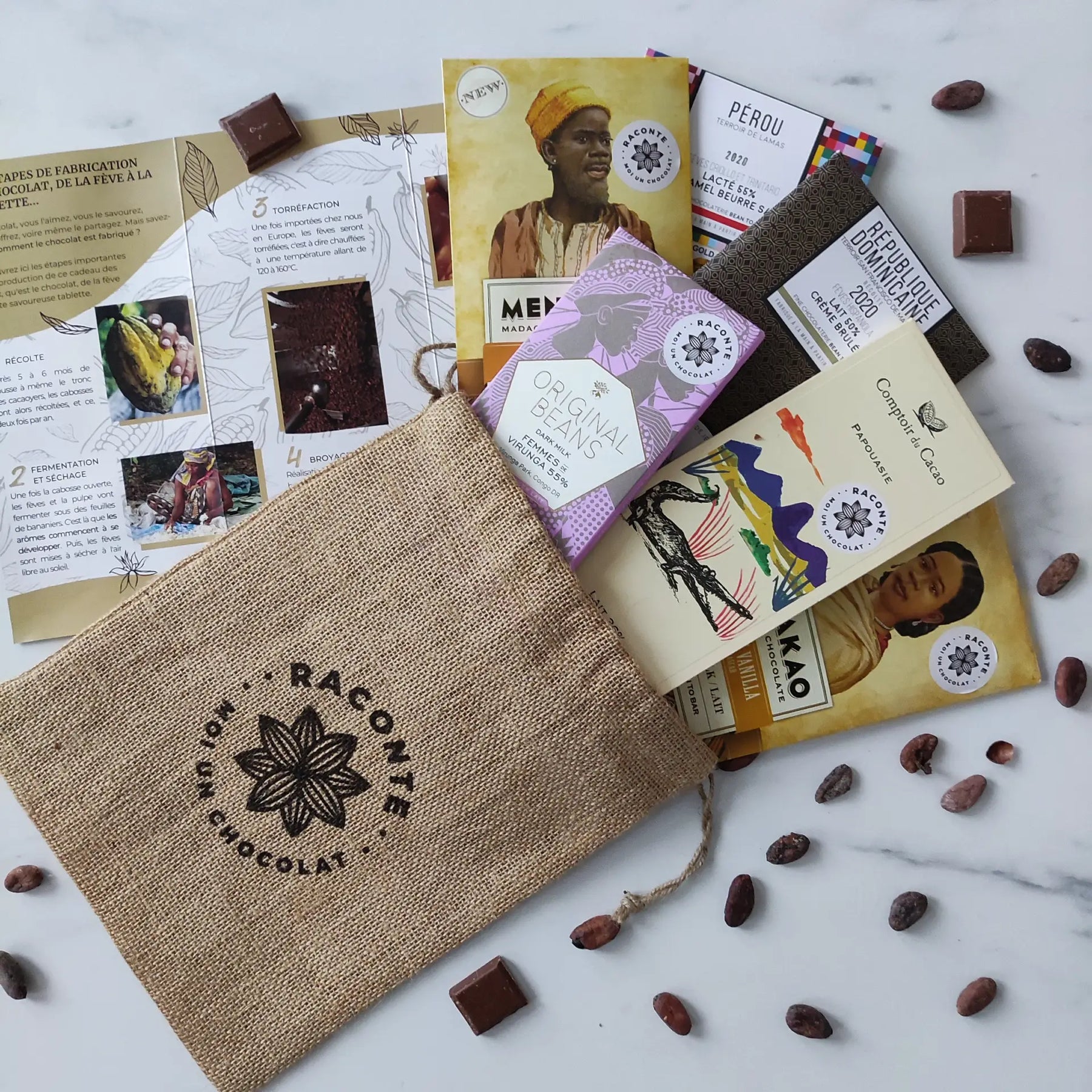 tablettes de chocolat noir cadeau chocolat pour offrir chocolat fête des mères, chocolat au lait, chocolat bean-to-bar, chocolat d'exception, chocolat du monde entier, cadeau gourmand fête des mères cadeau original fête des mères
