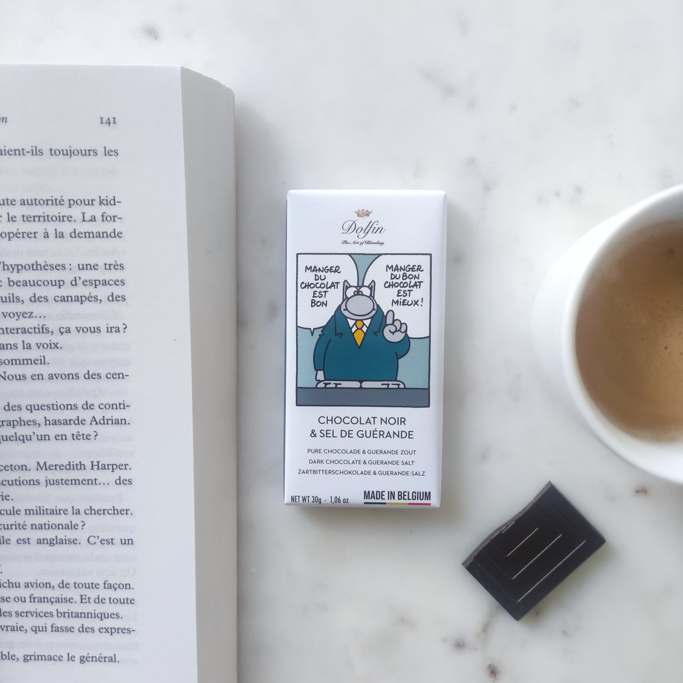 Dolfin x Le Chat Philippe Geluck - Mini tablette de chocolat noir amandes grillées - 30 g