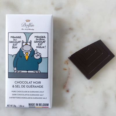 Dolfin x Le Chat Philippe Geluck - Mini tablette de chocolat noir amandes grillées - 30 g