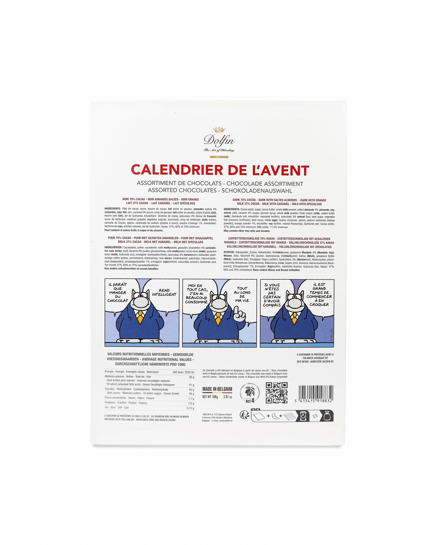 Décembre, savoureux, amusant, Calendrier de l'Avent, Chat, Philippe Geluck, humour, gourmandise, voyage, Noël, cadeau, ami, magie, chocolat, artiste, belge, sourire