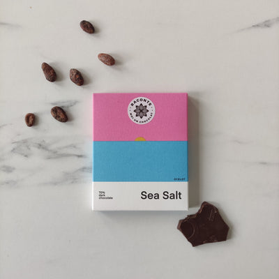 Océlot, chocolat noir, chocolat noir 70%, Sea Salt, sel marin, chocolat au sel marin, Raconte-moi un chocolat, chocolat d'execpetion, tablette, tablette de chocoat, bio, chcoclat bio, chocolat biologique, biologique, plaque de chocolat, chocolat original, goût original, qualité supérieur, chocolat bean-to-bar, Bean-to-Bar, sucré salé, chocolat sucré salé 