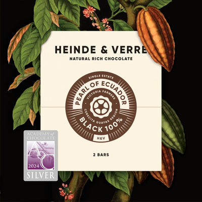 tablette chocolat noir 100% cacao Equateur médaillée meilleure du monde Heinde & Verre