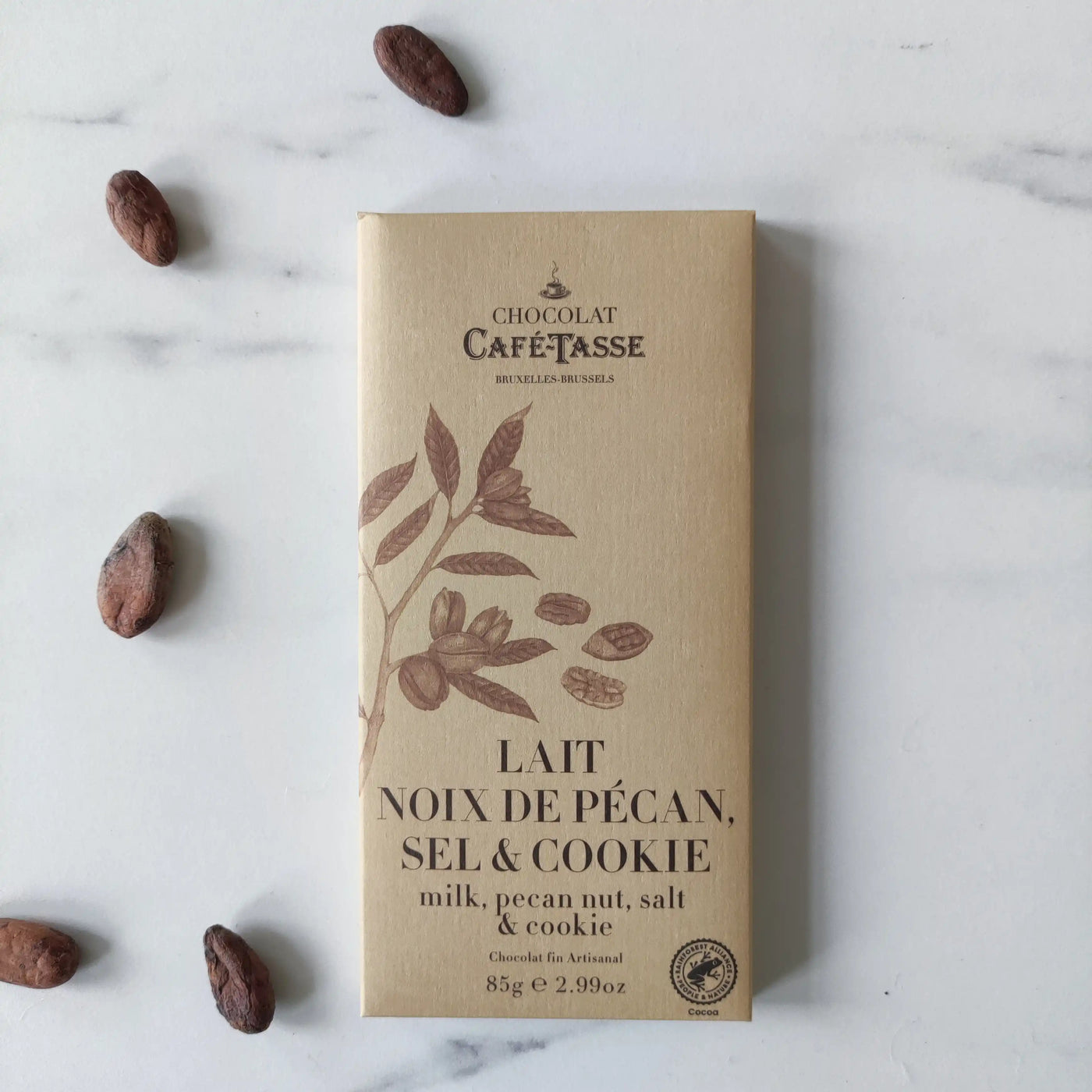 Tablette de chocolat au Lait Pécan Sel Cookie Belge Café-Tasse