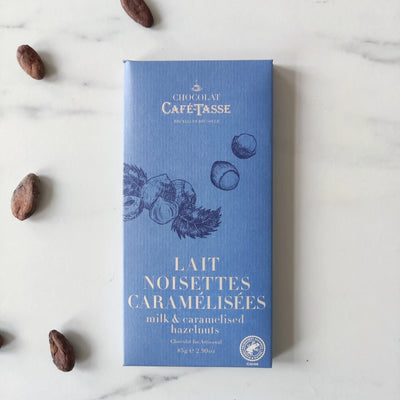Tablette de chocolat Lait Noisettes Caramélisées Artisanal Belge - Café-Tasse