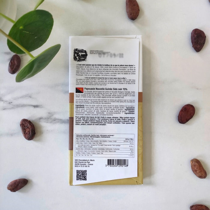 Chocolat Bean-to-Bar Pure Origine A.Morin 70% de cacao - Papouasie-Nouvelle-Guinée 