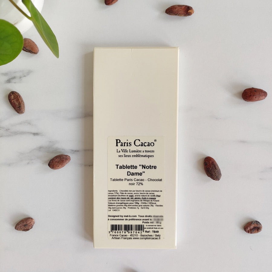 CDC 72% de cacao - Notre Dame Comptoir du cacao chocolat chocolat français chocolat Paris chocolat éthique chocolat à offrir Made in France