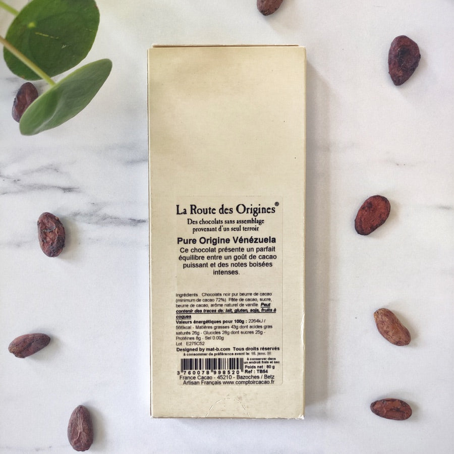 CDC 72% de cacao Vénézuela chocolat éthique chocolat français chocolat artisanal chocolaterie made in France chocolat du monde entier chocolat noir chocolat développement durable 