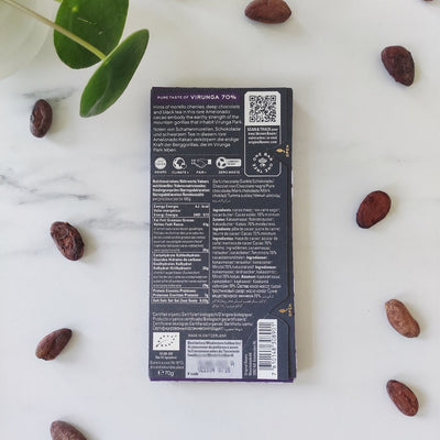 OB chocolat noir à 70% de cacao - Virunga végan  tablette de chocolat noir  Original Beans  fête des pères  fête des mères  chocolats noirs  chocolat équitable  Chocolat vegan  Chocolat noël  chocolat noir  Chocolat d'origine Virunga  chocolat d'origine  chocolat artisanal  chocolat  70%